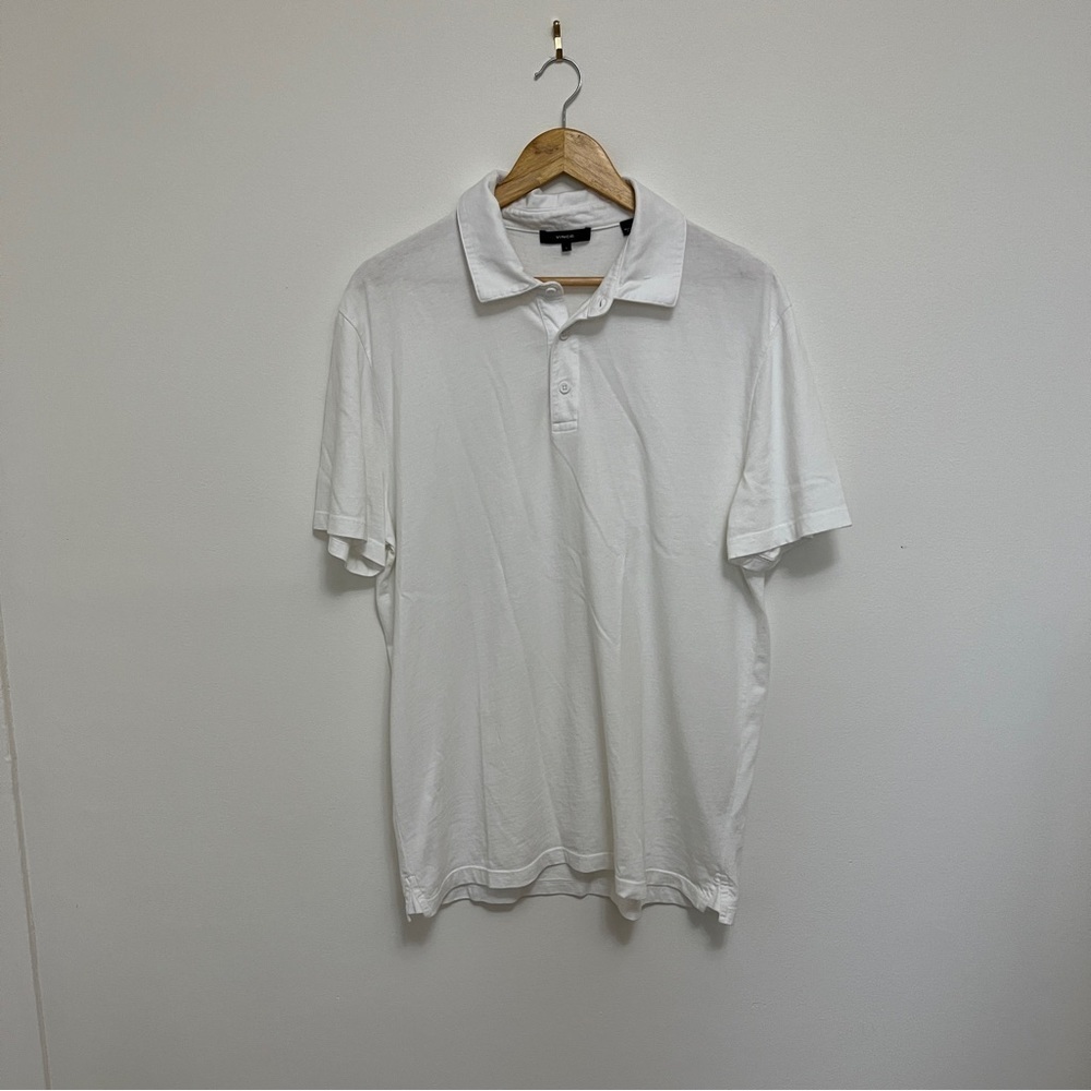 Vince Mens 100% Cotton White Polo Size Large